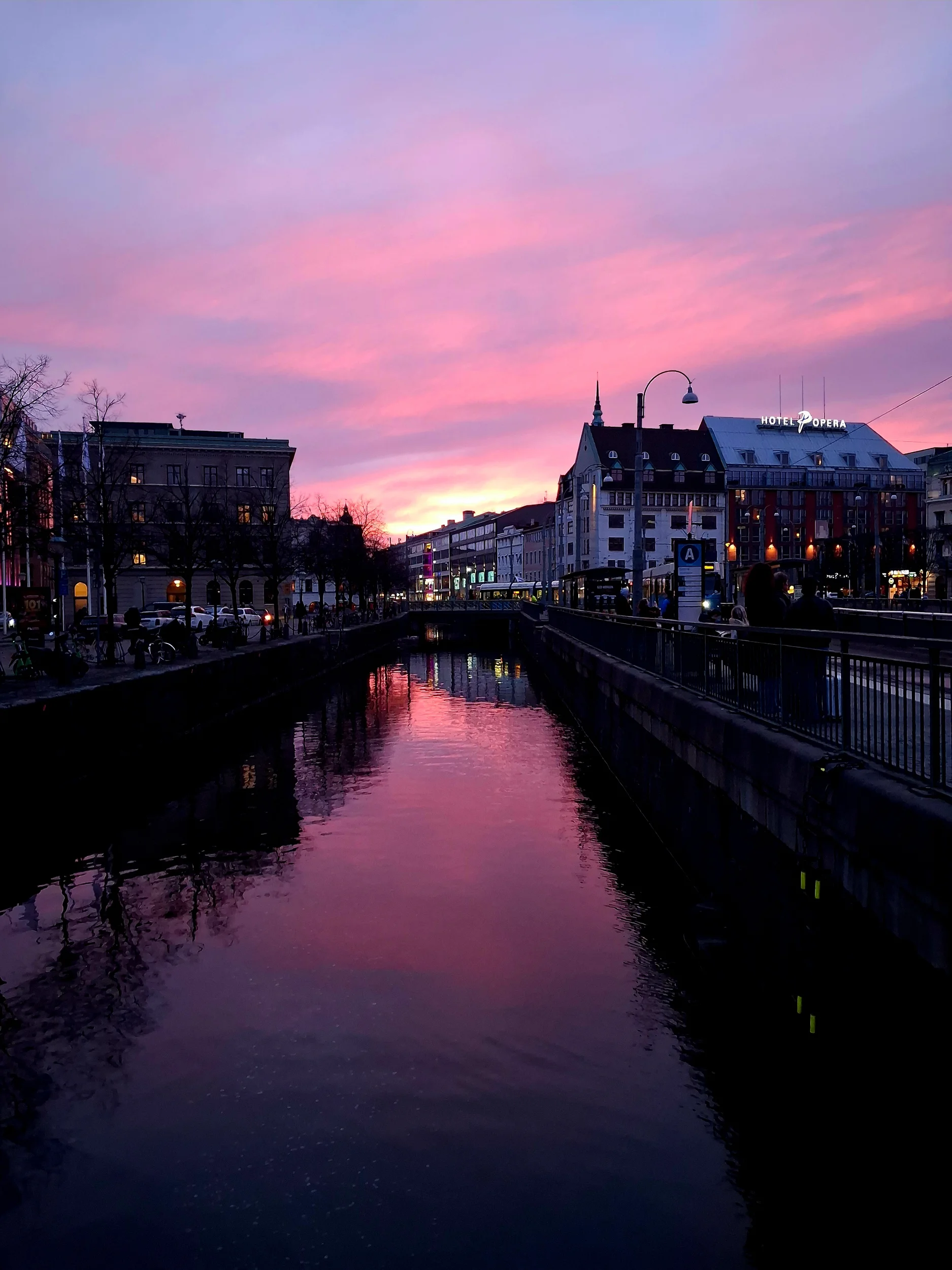 Sunset over canal